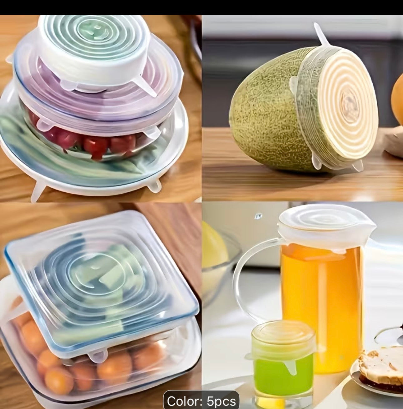 5pcs Silicone Stretch Lids