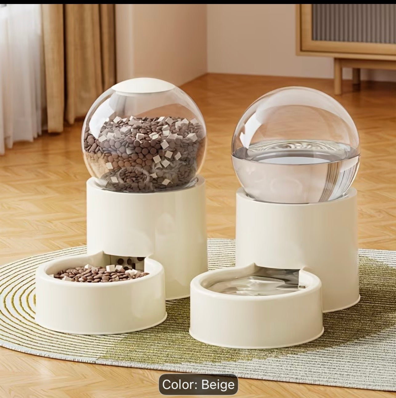 Cat feeder and water dispenser set